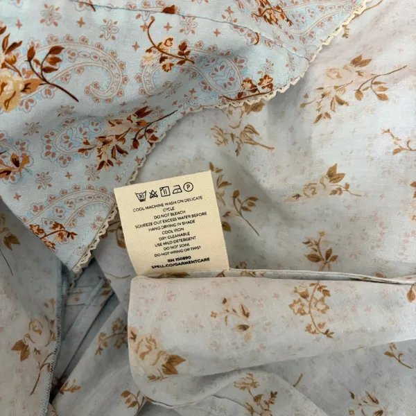 SPELL & THE GYPSY Fleur Frill Bias Maxi Dress Teapot Blue Floral‎ Bohemian Large - Image 14