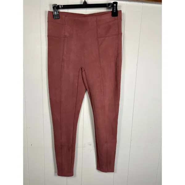 Spanx Faux-Suede Soft Leggings in Rich Rose Pink Size XL - Image 4
