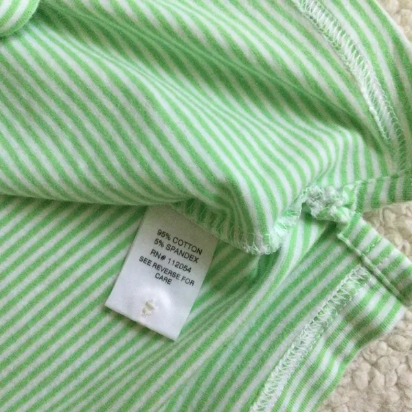 Y2K Polo Shirt Stretch Green Striped - Sz Medium - Image 14