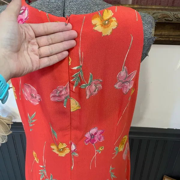 Vintage Plaza South Vibrant Floral Print Sleeveless Maxi Dress ~ Size 10💚🍄 - Image 6