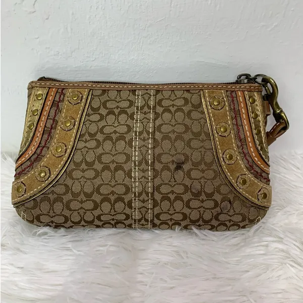 COACH Brown Signature Canvas Wristlet - Image 2