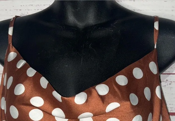 Paper Hearts Copper & White Polka Dot Maxi Slip Dress - Image 3