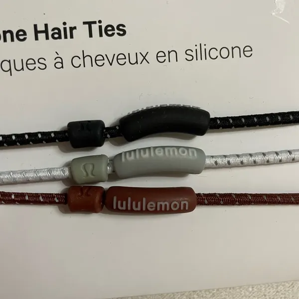 Lululemon New Silicone Hair Ties 3 Pack Black Grey Brown - Image 3