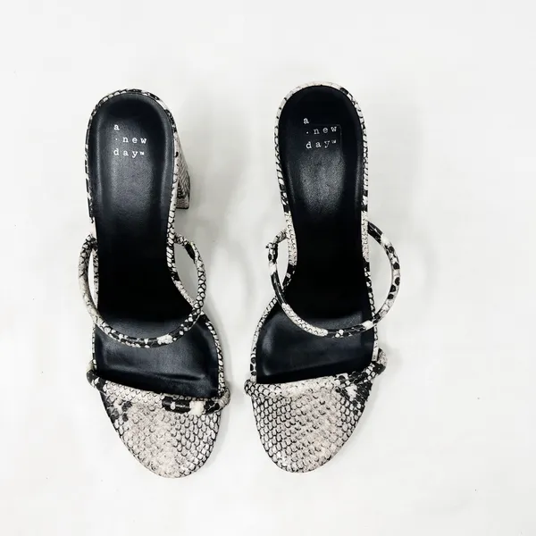 [A New Day] Snake Print Snakeskin Faux Leather Strappy Chunky Block Heels Sz 10 - Image 2