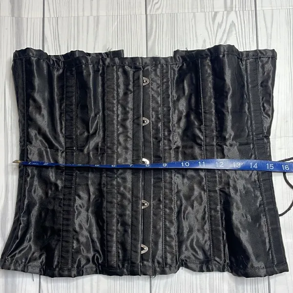 Vintage women’s satin lace up black corset size 30 L/XL - Image 5