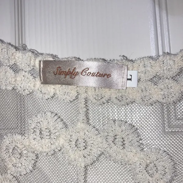 Simply Couture size large cream color sheer lace swimsuit coverup or dress - Image 2