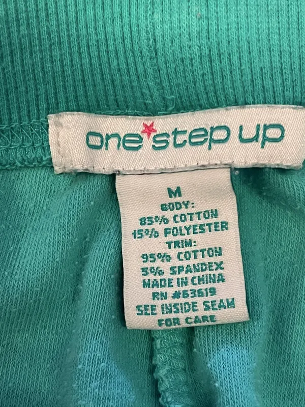One Step Up Shorts Womens M Blue Terry Sweat Drawstring Lounge Summer Casual - Image 3
