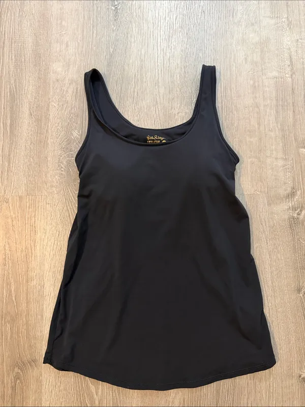 Lilly Pulitzer XS‎ Sunray Luxletic Scoop Neck Casual Workout Bra Tank Top Black - Image 2
