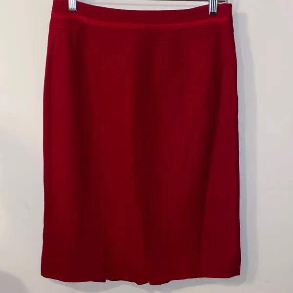 White House Black Market Vibrant Red Wool Blend Pencil Skirt Size 6 Like New - Image 2