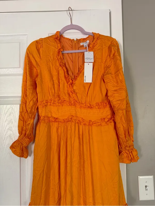 Free People x BTFL Life Coral Orange Bohemian Boho Maxi Dress Loose Flowy NWT - Image 2