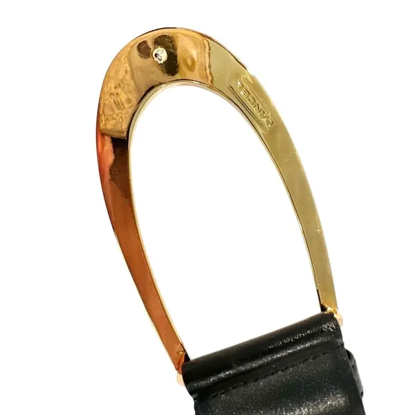 Lancel‎ Cowhide Leather Belt Chunky Gold Buckle Women's 80 Large Black Luxury - Image 3