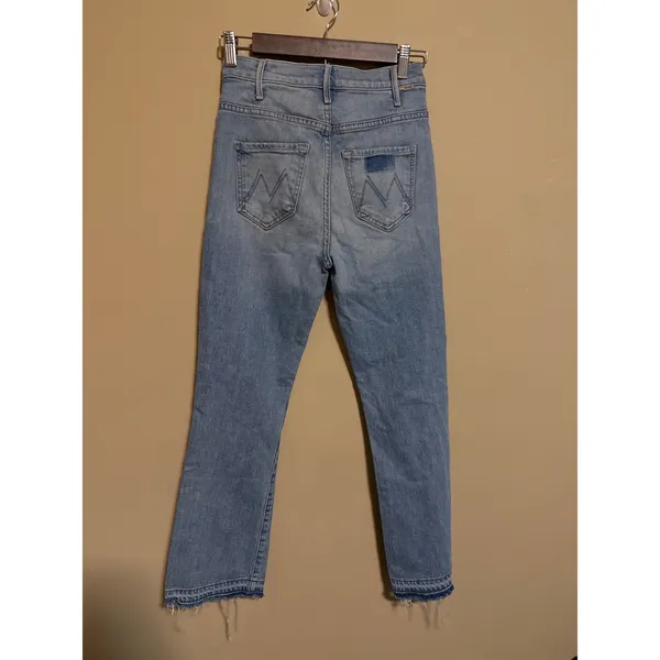 Mother The Hustler Ankle‎ Fray High Rise Flare Jeans Light Blue WashSz 24 - Image 6