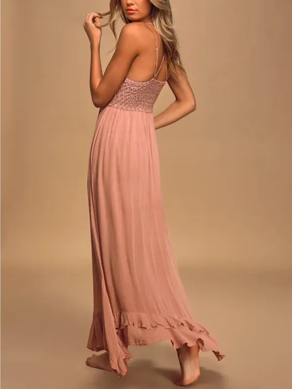 Free People Adella Maxi Slip Rose Pink Lace Dress Size M - Image 2