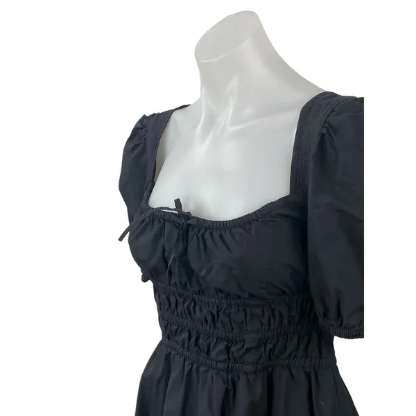 Aritzia Sunday Best Black Short Puff Sleeve Tie Bustier A Line Mini Dress Size S - Image 2