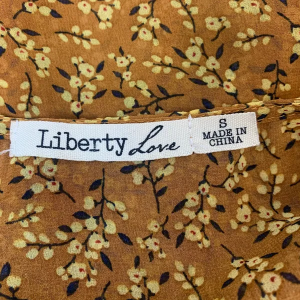 Liberty Love Women's S Boho Floral Duster Vest Mustard Yellow Sheer‎ Tie Front - Image 5