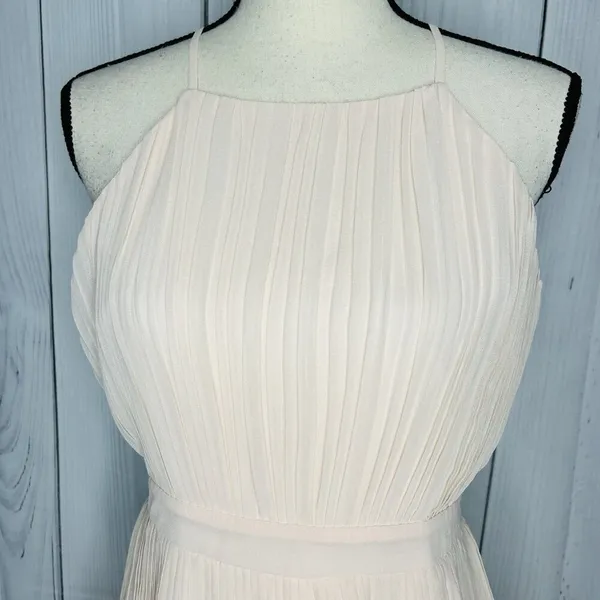 NWT Just Me Women's Pink Lace Ruffle Tiered Boho Sleeveless Pleated Dress Size M - Image 2
