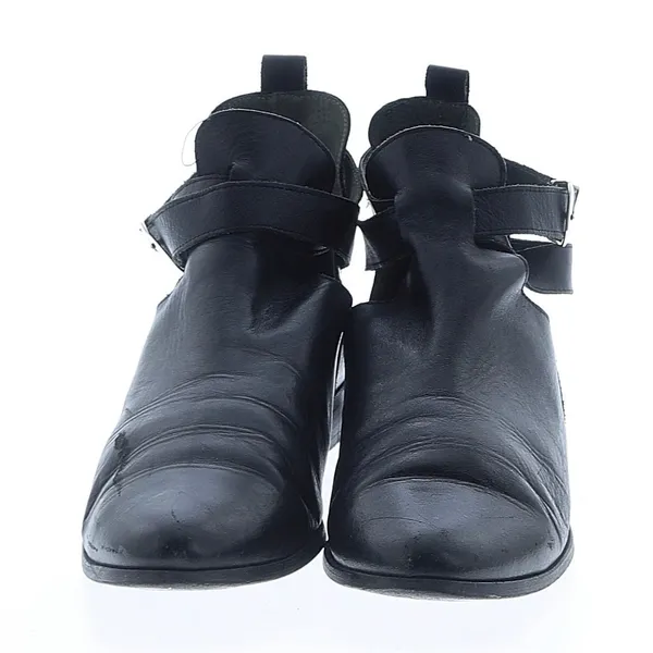 Andre Assous Black Leather Cutout Ankle Booties Buckle Strap Made in Spain Sz 40 - Image 2