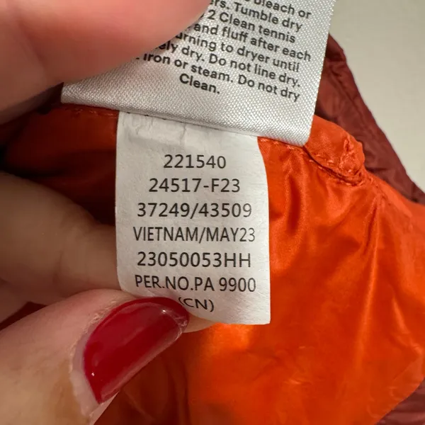REI Womens Down Puffer Vest 650 2.0 Orange Cabin Wood Size Small Water Repellent - Image 10