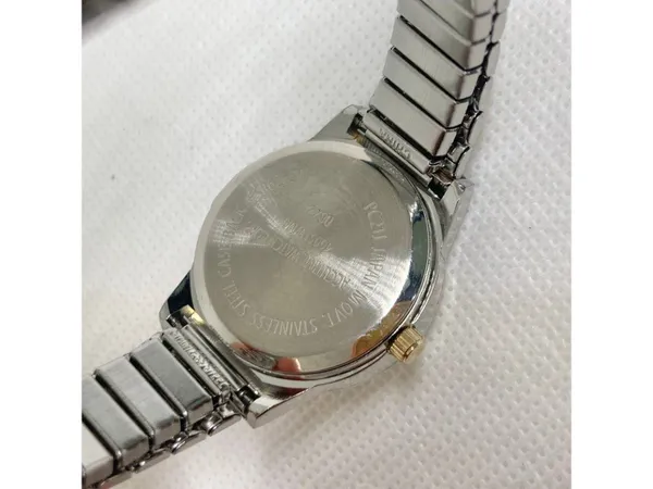 Accutime women’s watch silver gold tone quartz analog 28mm stretch band running - Image 6