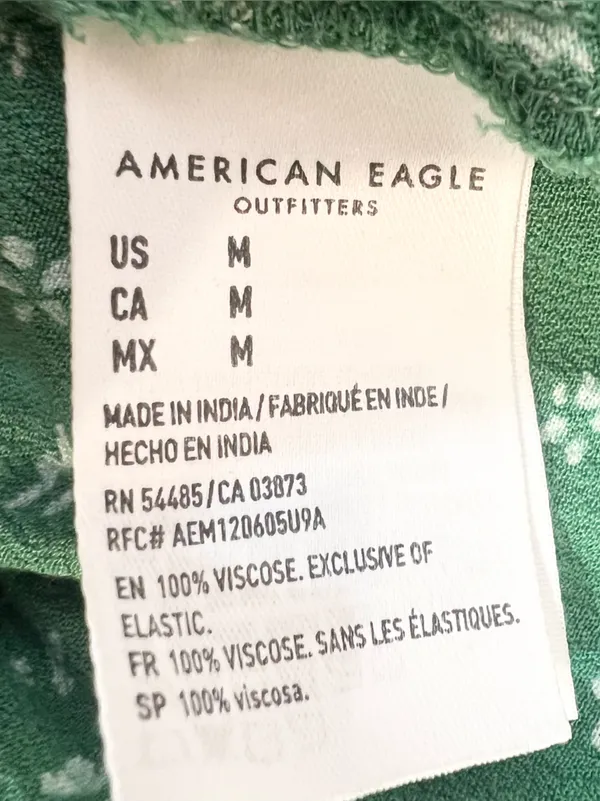 American Eagle Green Floral Tie Sleeve Smocked SquareNeck Mini Dress Size Medium - Image 10