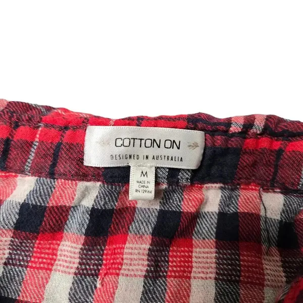 Cotton‎ On Red Plaid Button Down Flannel - Image 3