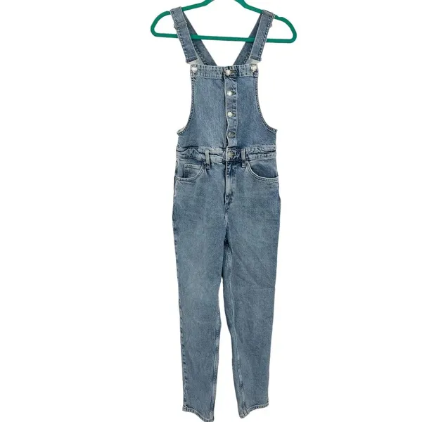 Free People Shelby Denim Overalls Blue Wash‎ Size 27 - Image 3