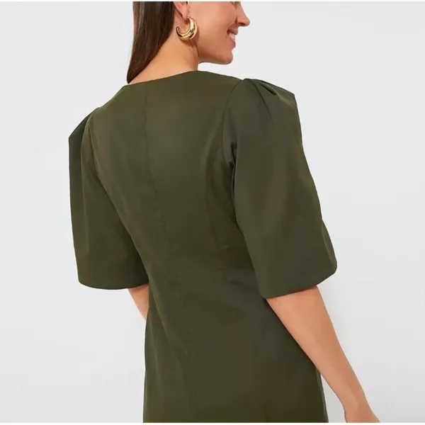 Tuckernuck Ariella Mini Dress XS Olive Green Twill Puff Sleeve Utility NWT - Image 6