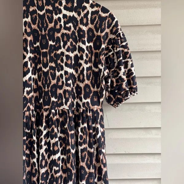 ASOS DESIGN puff sleeve tie front maxi dress in leopard print - Image 13