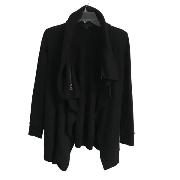 All Saints Dahlia black asymmetrical convertible sweatshirt jacket XS‎ - Image 4