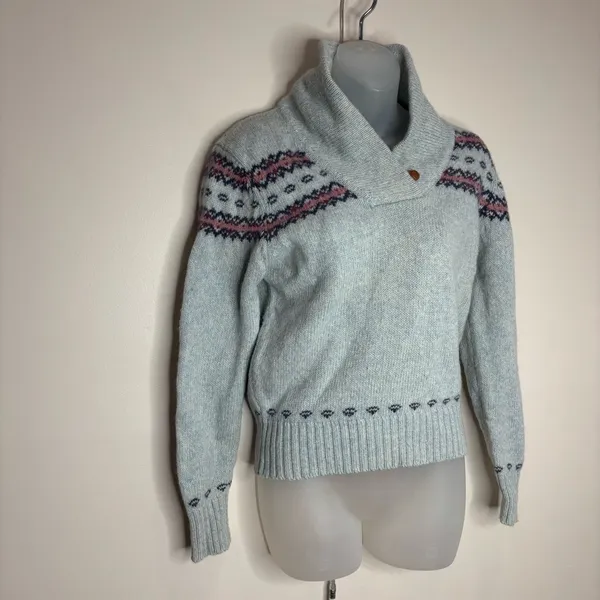Woolrich Wool Blend Vintage Pale Blue Sweater Pullover size medium - Image 7