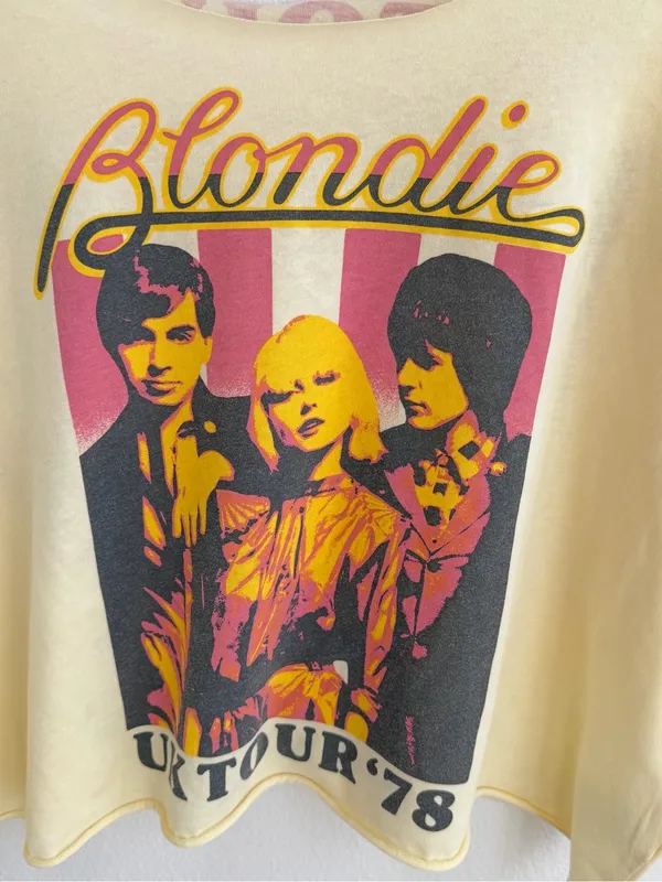 Blondie UK Tour 78 Graphic Cropped Off-the-Shoulder Band Tee - Image 2