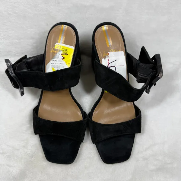 Sam Edelman Casey Black‎ Suede Block Heel Sandals Size 5 Square Toe Buckle Strap - Image 6