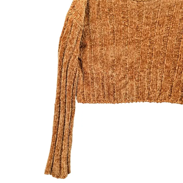 Yellow Crop Chenille Ribbed Y2K Favlux Vintage‎ Academia Cozy Sweater Small - Image 4