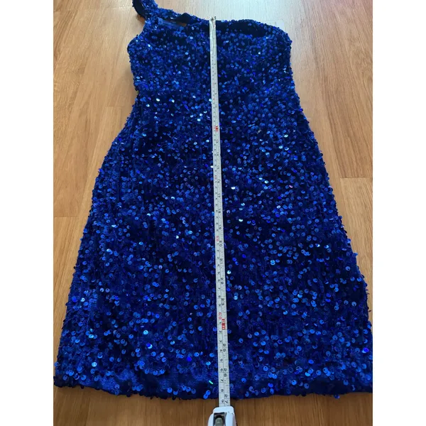 Lavetir Royal Blue Sequin One Shoulder Cutout Open Back Cocktail Dress NEW - Image 6