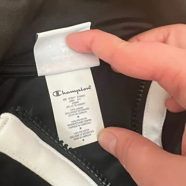 Champion Black and White Zip Up Track Jacket Women’s Medium - Image 5