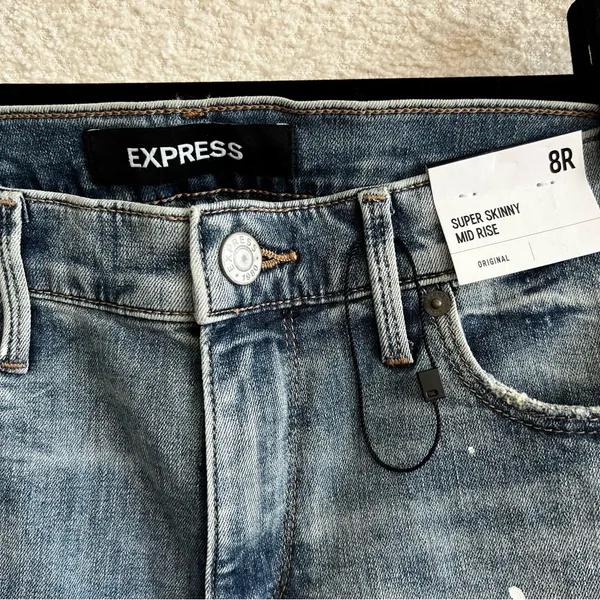 Express Women’s NWT Super Skinny Mid‎ Rise Stretch Jeans Original Size 8R - Image 2
