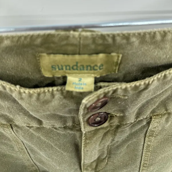 Sundance Femme Voyager Linen Blend Pants Olive‎ Green Women's Size 2 - Image 4