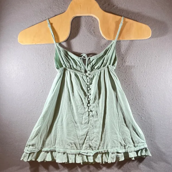 983 |Princess Polly Ruffle Hem Cottagecore Babydoll Cami Top Sage Green Womens 2 - Image 2