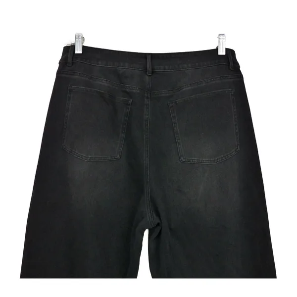 Halara Flex High Waisted Wide Leg Cropped Jeans Black Washed Women XL Rolled Hem - Image 7