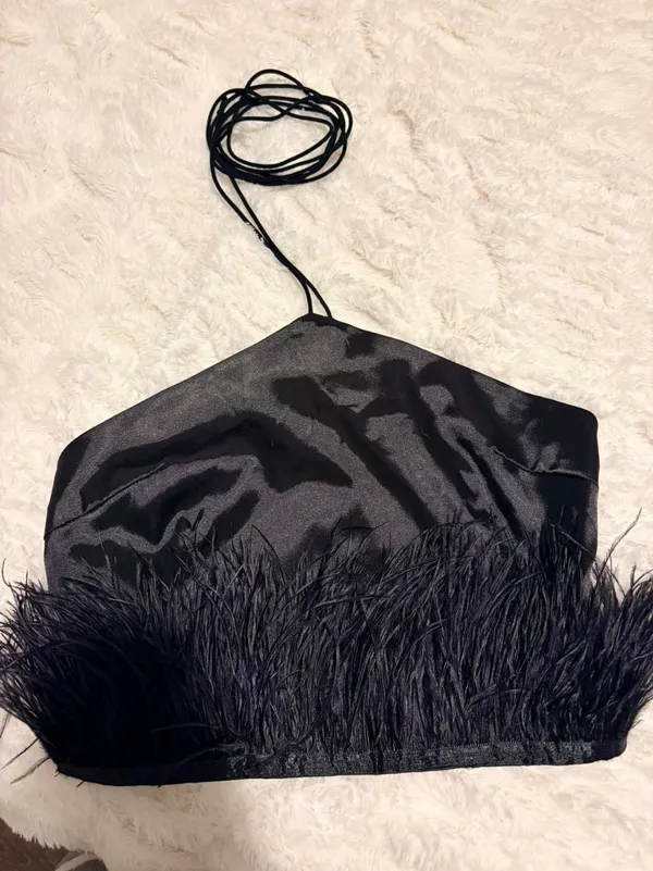 Shein Black Feather Top - Image 3