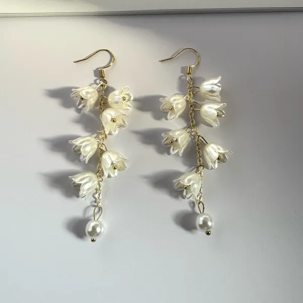 Flower Dangle Drop Earrings for Women Gold - Image 2