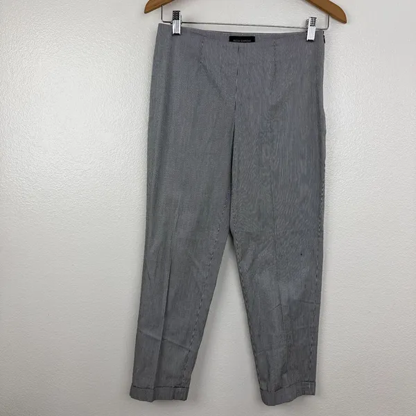 Piazza Sempione Jacqueline Trouser Pants Womens 40 Black White Stripe Career 25" - Image 3