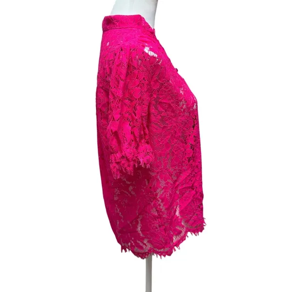 Generation Love Lace Top Womens Small Hot Pink Floral V Neck Unlined Romantic - Image 5