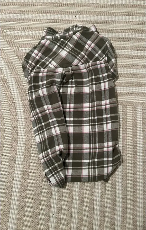 Green pink Gap flannel plaid womens large   - Image 2