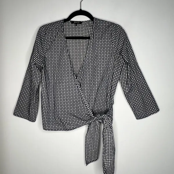 Madewell Textured Cotton Wrap Top Size Small - Image 3