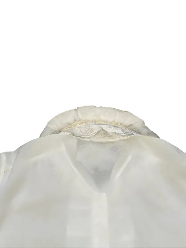 Vintage White Victorian Blouse Ruffle Front Lace Collar Feminine CottageCore - Image 5