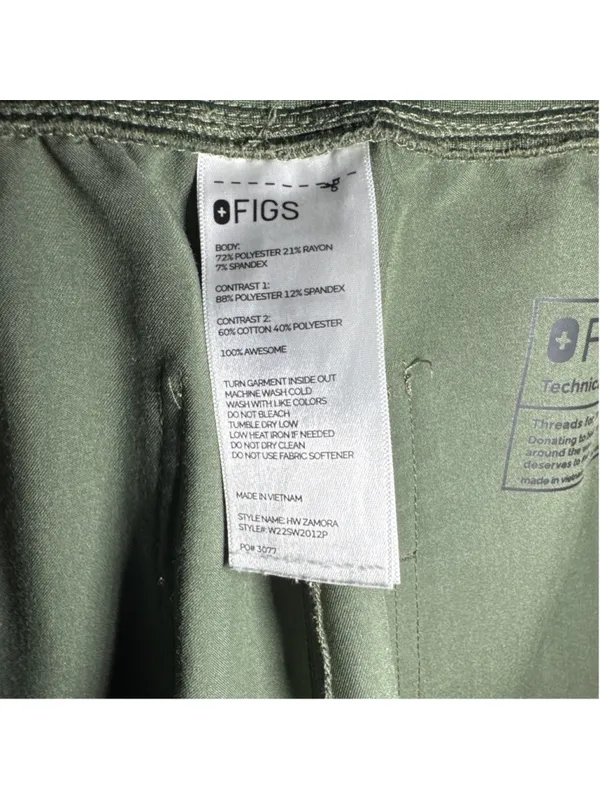 FIGS Jogger Scrub Pants XS Green Orange 26” inseam - Image 3