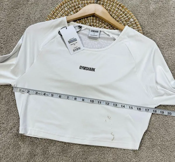 NWT Gymshark Women’s Training Crop Longsleeve Shirt Top Activewear in White L - Image 11