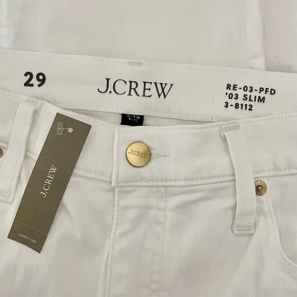 NWT!! J. CREW White Slim Jeans '03‎ 2003 Stretch Solid White High Rise Size 29 - Image 11