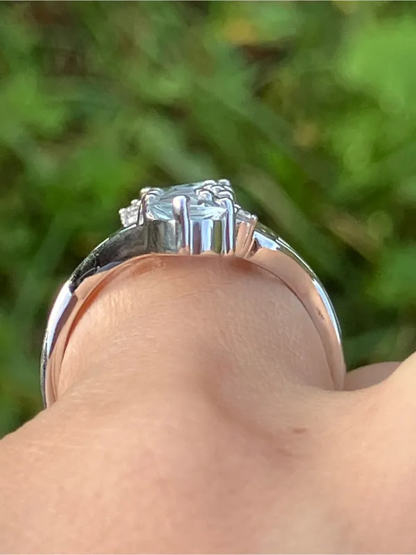 Natural Aquamarine Sterling Silver Ring Size 7.75 - Image 2